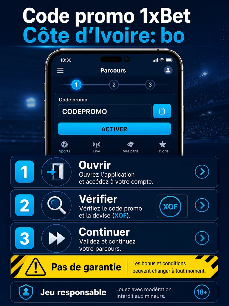 Code promo 1xBet Côte d’Ivoire: bonus et activation