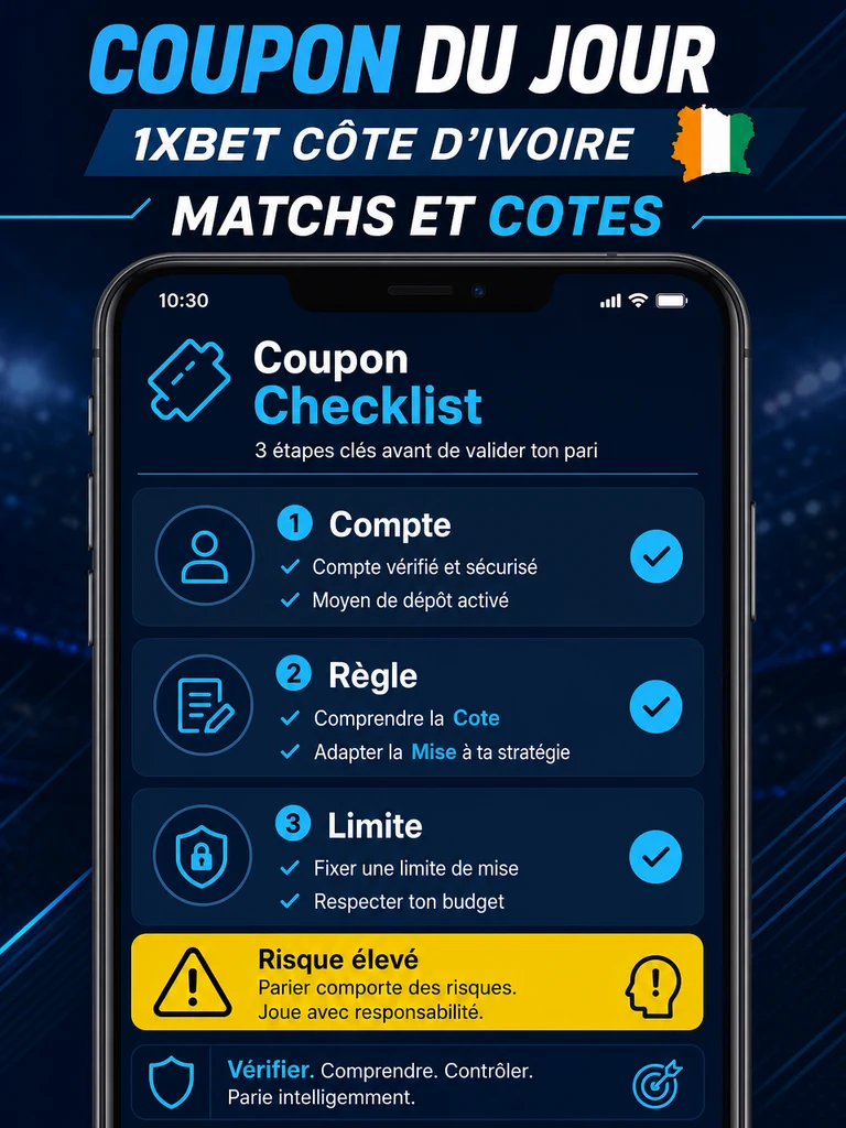Coupon du jour 1xBet Côte d’Ivoire: matchs et cotes