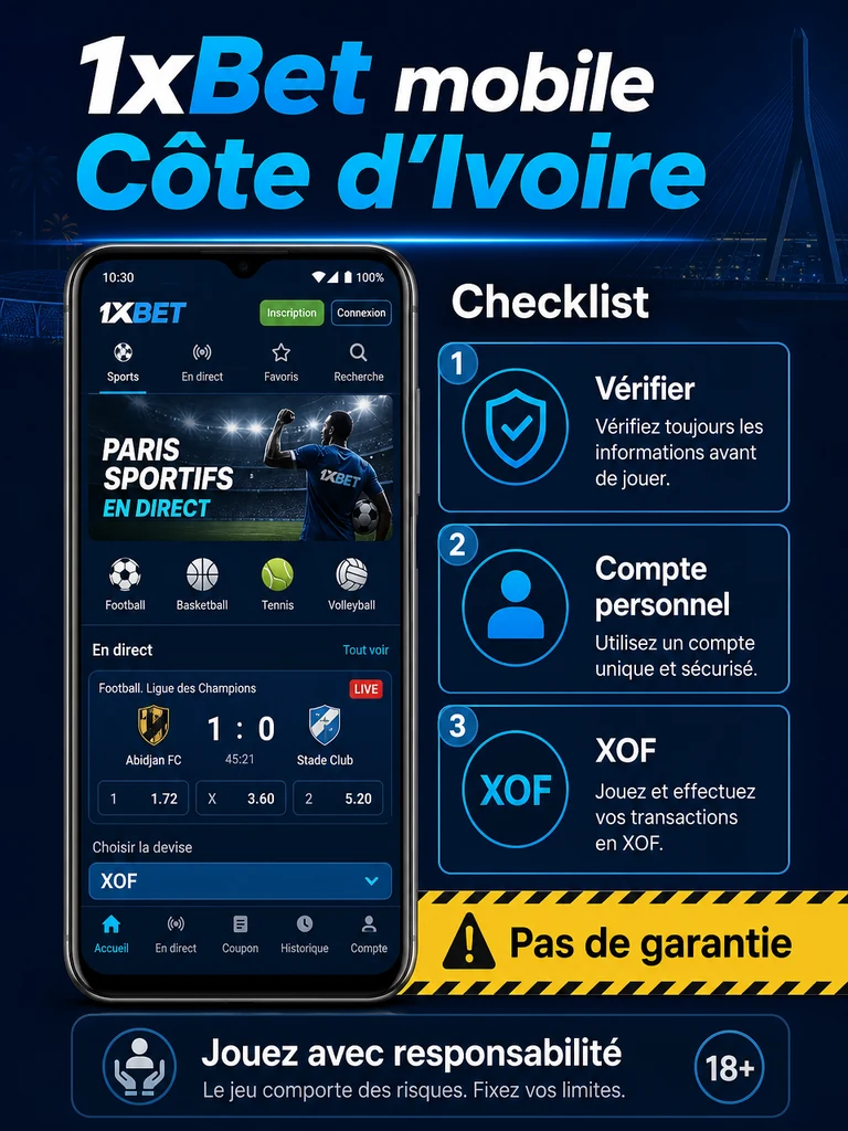 1xBet mobile: site sans téléchargement