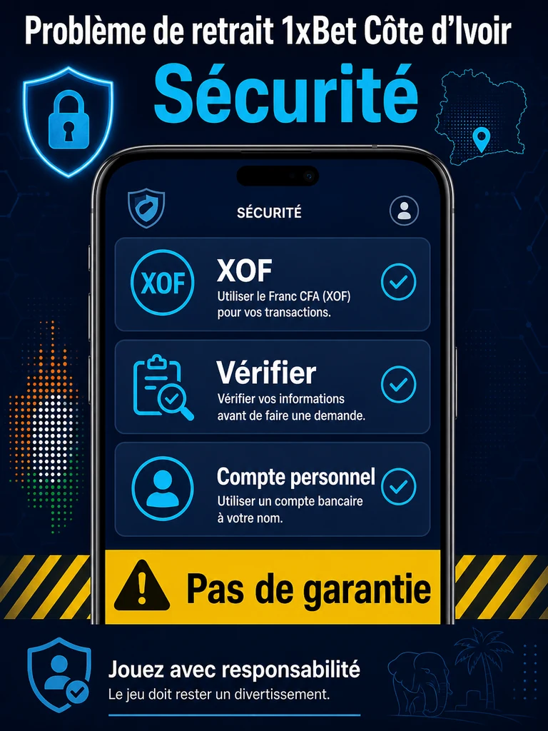 Problème retrait 1xBet Côte d’Ivoire: solutions